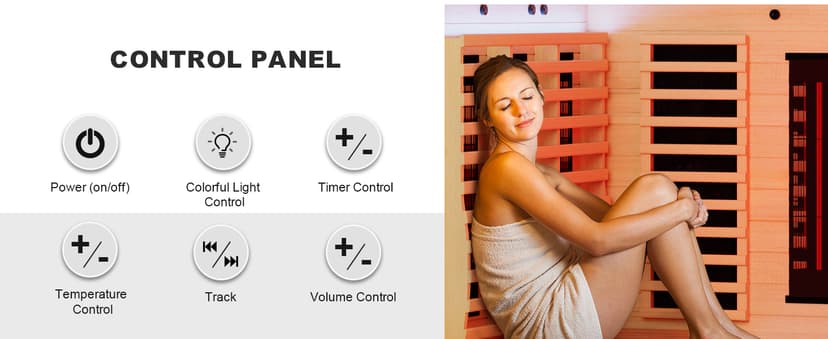 Infrared Sauna, Full-Spectrum Infrared Outdoor Saunas for Home - Dry Heat Sauna, Wooden Sauna Room with Beauty Lamp (Outdoor Sauna 2 Person)
