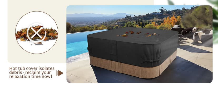 iBirdie Outdoor Waterproof and Weatherproof Hot Tub Cover 85 x 85 inch fit 84 x 84 or 83 x 83 or 82 x 82 or 7 ft x 7 ft Square SPA 600D Heavy Duty Protectors Protective Cover Cap