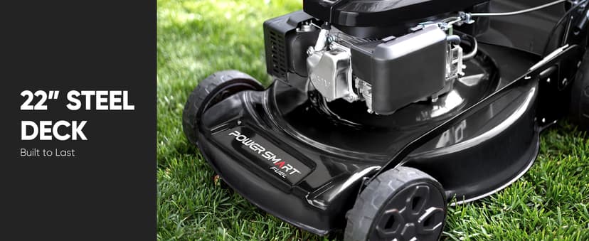 PowerSmart Self Propelled Gas Lawn Mower, 22 in. with 170cc OHV Engine, 3-in-1 Rear-Wheel-Drive High Wheels, Black
