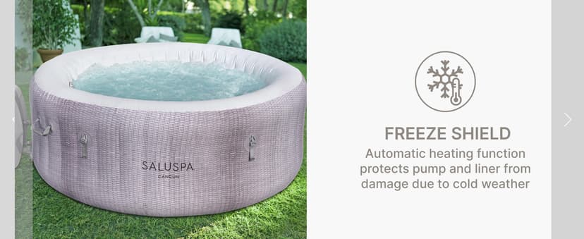 Bestway SaluSpa Cancun 71" x 26" Inflatable Hot Tub Round Portable Outdoor Spa with 120 AirJets and EnergySense Energy Saving Cover, Grey