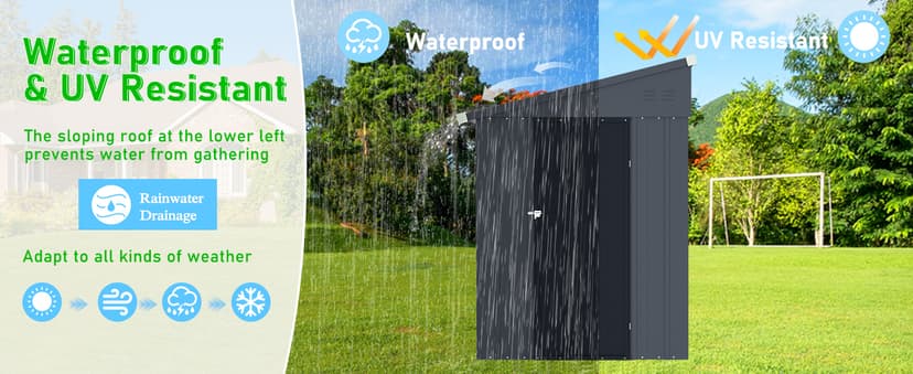 MUPATER 4×10 FT Storage Shed for Outdoor,Lean-to Shed Kit with Thickened Galvanized Steel, Metal Tools Shed with Lockable Door and Air Vents for Patio Garden, Grey
