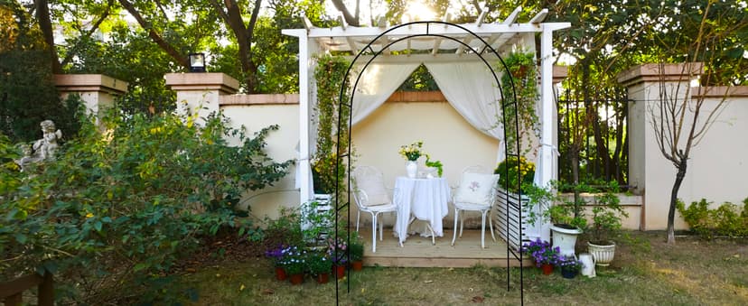 7.9 Ft H x 4.6 Ft W Metal Pergola Arbor, Easy to Assemble, for Various Climbing Plant Wedding Garden Arch Bridal Party Decoration Wide Arbor, 1 Pack