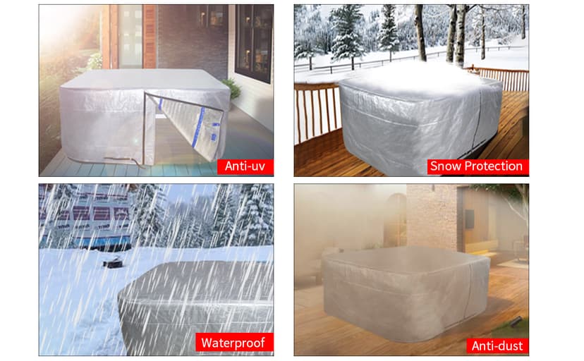 UCEDER Hot Tub Cover with Insulation170G Polyethylene Spa Cover Waterproof and UV Protection Hot Tub Sun Shield(76"x76"x35",Silver)