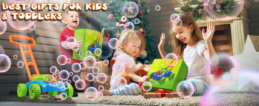 Lydaz Bubble Lawn Mower for Toddlers 1-3, Outdoor Bubble Blower Machine for 1 Year Old Boys Toy Gifts, Kids Easter Push Summer Outside Garden Toys, Birthday Gifts for Preschool Baby Boys Age 1 2 3