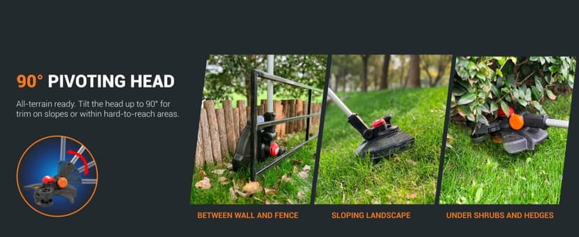 Worx Nitro 20V 13" Cordless String Trimmer with Brushless Motor, 3-in-1 Grass Trimmer Edger Mini-Mower, Lightweight Weed Trimmer COMMAND FEED Instant Line Advancement WG173– Battery & Charger Included