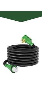 RVGUARD Emergency Power Combo Kit, 15 Foot 50 Amp Generator Cord and Power Inlet Box, NEMA 14-50P to SS2-50R Generator Cord with NEMA SS2-50P Pre-Drilled Generator Inlet Box, ETL Listed