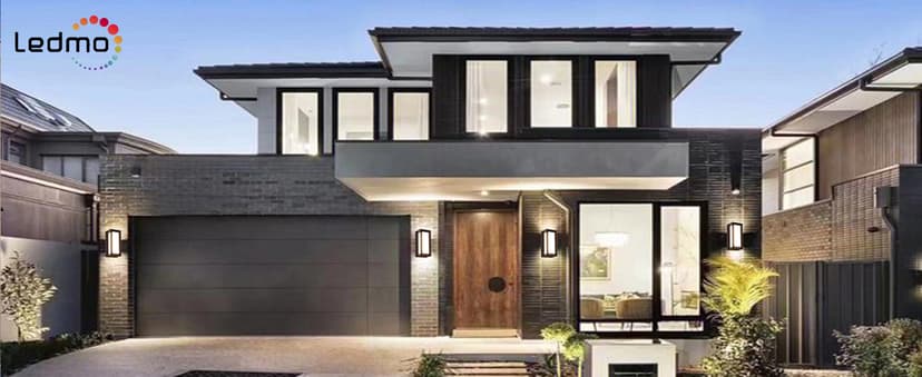 LEDMO Outdoor Wall Light 1800Lm Modern Outdoor Porch Light 3000K Bright Lighting Black Exterior Lighting Fixture Waterproof Christmas Fixture for House,Patio,Garage,Backyard,Hallway(2 Pack