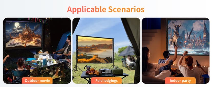 AAJK 150in Projector Screen with Stand,Portable 16:9 4K HD Indoor Outdoor Projection Screen with Wrinkle-Free Design, Ideal for Home Theater and Backyard Cinema – Includes Carry Bag
