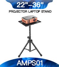 AMADA HOMEFURNISHING Foldable Projector Tripod, Multipurpose Laptop Stand with Removable Mouse Tray, Adjustable Height 25-63 Inch, Outdoor Movie Projector Stand, AMPS03