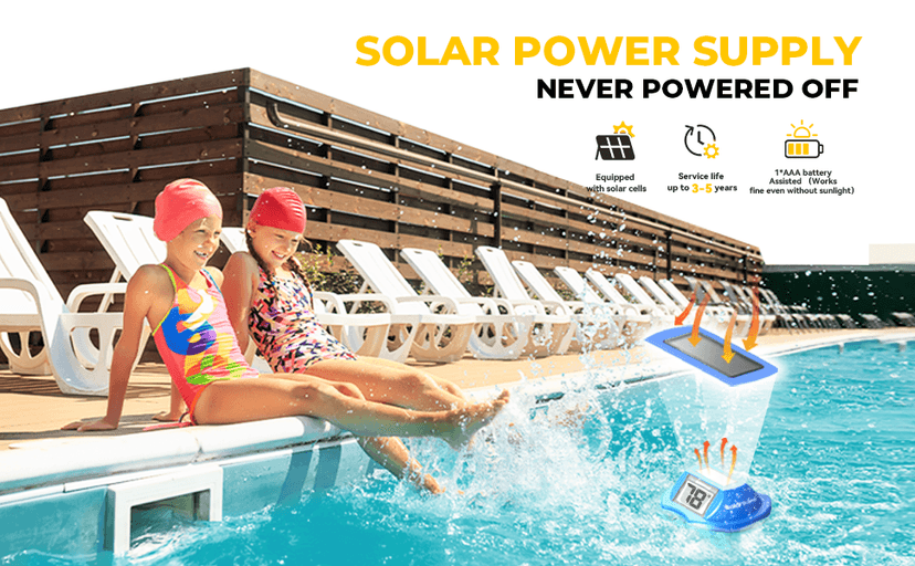 Pool Thermometer Solar Digital Floating, High Precision Large Screen Without Fogging with Double-Sided Display Screen for Swimming Pool, Aquarium, Spa, Hot Spring, Ponds