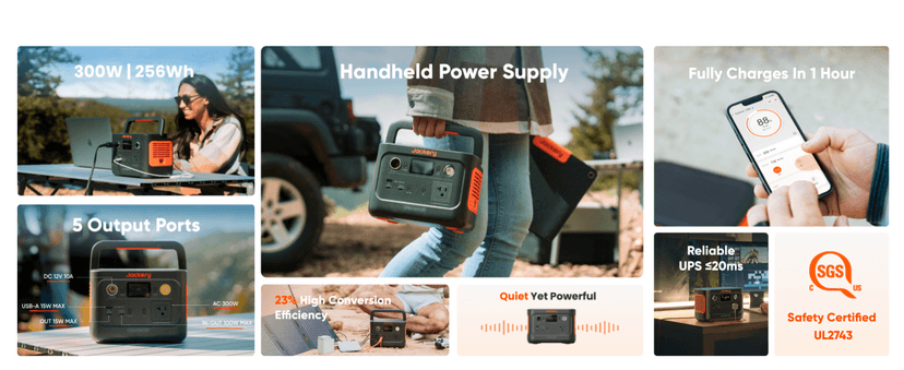 Jackery Solar Generator 240 v2 and 40W Mini Solar Panel 2024 New Version, 256Wh LiFePO4 Battery, 300W AC & 100W USB-C Output, Ultra Fast Solar Charging for Outdoors, Camping, Travel & Emergencies