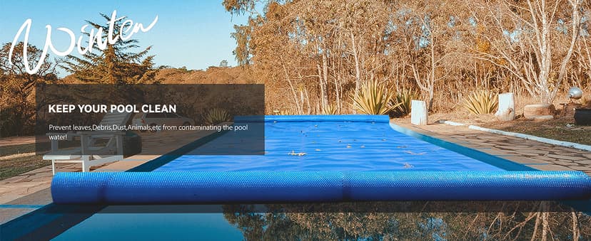 BigXwell Solar Pool Cover, Blue 16-mil 12 x 24 Foot Rectangle Solar Blanket for In-Ground Pools, 1600 Series Heavy-Duty Insulating Pool Heater Covers for Swimmer