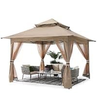 ABCCANOPY Gazebos for Patios 10x10 - Outdoor Steel Frame Gazebo with Mosquito Netting for Lawn Backyard Garden Deck (Khaki)