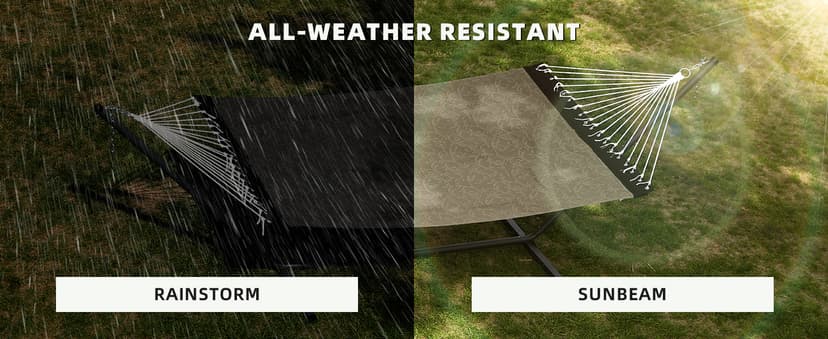 Patio Watcher 13 FT Quick Dry Textilene Hammock - Outdoor Double Hammock - Heavy Duty for Outside - 450 lbs Capacity - Mocha