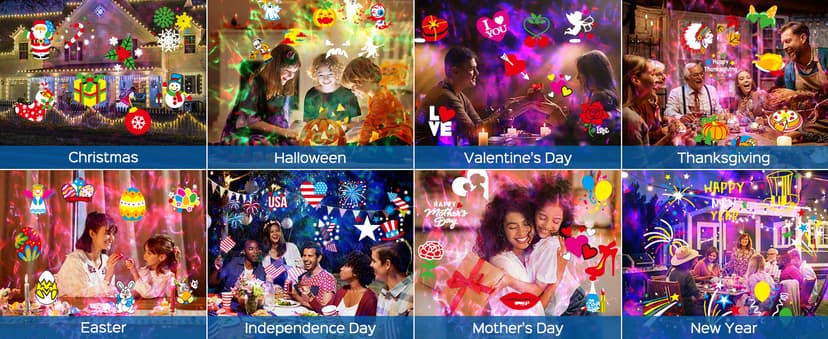 JACKYLED Christmas Projector Light, Outdoor 2-in-1 HD Holiday Projector Light Outdoor with Remote Control, Timers, IP65 Waterproof (15 Slides, 10 Colors)