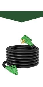 RVGUARD Emergency Power Combo Kit, 15 Foot 50 Amp Generator Cord and Power Inlet Box, NEMA 14-50P to SS2-50R Generator Cord with NEMA SS2-50P Pre-Drilled Generator Inlet Box, ETL Listed