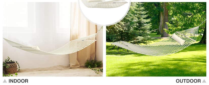 13FT Hammocks, Traditional Hand Woven Cotton Rope Hammock with Free Extension Chains for Outdoor Indoor Patio Yard 450 LSB Capacity for Two Person (Dark Grey)