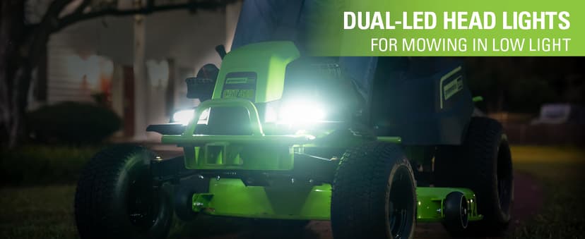 Greenworks PRO 80V 42” Electric Lawn Tractor, Riding Lawn Mower with (4) 5.0Ah Batteries and (600W) Plug in Charger