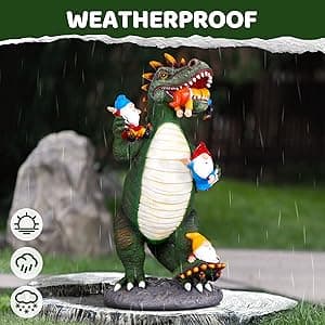 Dinosaur Eating Gnomes Garden Decor Statue - Funny Dinosaur Gnome Massacre Outdoor Decor for Yard, Patio, Lawn Ornaments - Garden Gifts for Mothers Day, Housewarming, Festival