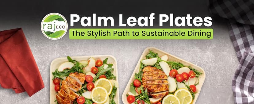 Raj Eco Compostable Palm Leaf Plates Like Bamboo Plates Disposable - 8 Inch Square 50 party plates, Natural wooden, Eco-Friendly, fancy Biodegradable & Disposable Dessert appetizer Plates