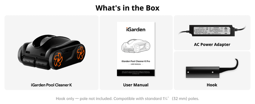 Pool Cleaner K60, 6H Runtime Cordless Robotic Pool Vacuum, Touch Screen, Smart Navigation, Cleans Floor, Walls, Waterline, Ideal for Above & In-Ground Pools, Self-Parking