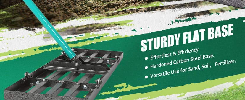 Breeze Touch Lawn Leveling Rake 30x10 Weighted & Collapsible Plate, Heavy Duty Yard Leveler Rake with 77" Adjustable Stainless Steel Handle, Lawn Tools for Gardening, Golf Course, Farm, Pasture