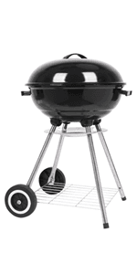 Outvita Charcoal Grill and Offset Smoker, Outdoor Patio Barbecue Cooker with Wheels, Portable Backyard BBQ Oven with Side Fire Box for Camping, Picnic, Party