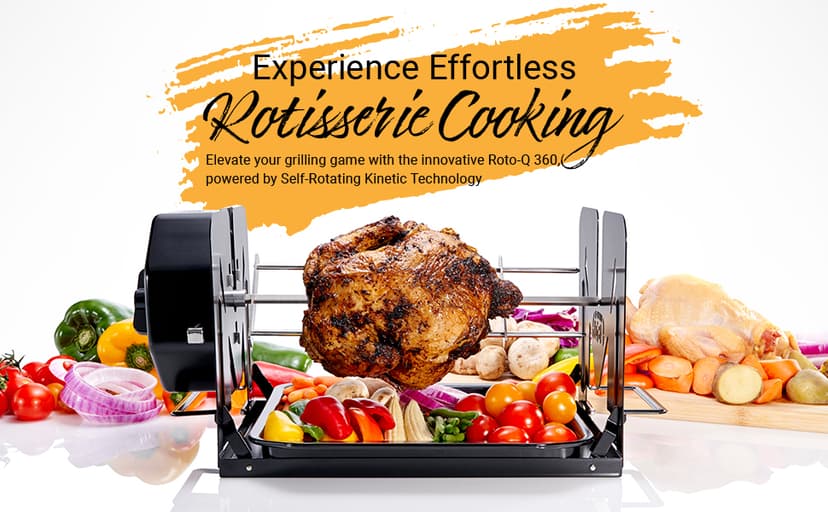 Cordless Universal Rotisserie Kit for Grills Ovens and Smokers - Non-Electric Wind-up Spit Roaster, Gas or Charcoal BBQ - Indoor/Outdoor (Stainless Steel)