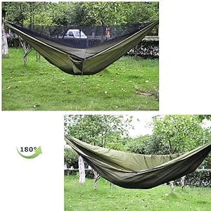 Camping Hammock with Rain Fly Tarp and Mosquito Net with Tree Straps,1/2 Person Portable Hammocks with Rain Cover for Indoor Outdoor Backpacking Hiking Travel Yard Activities Green