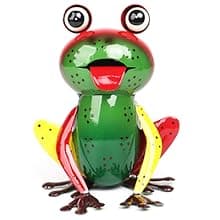 Metal Garden Decor Yard Art for Outside Set of 2 Cute Big Frogs Lawn Patio Ornaments Backyard Decorations Garden Gifts for Mom - (Yellow,Green)