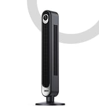 Dreo Tower Fan for Bedroom, 25ft/s Velocity 28dB Quiet Floor Fan, 90° Oscillating Fans for Indoors with 4 Speeds, 4 Modes, 8H Timer, Bladeless Standing Fan, Black, Nomad One (DR-HTF007)