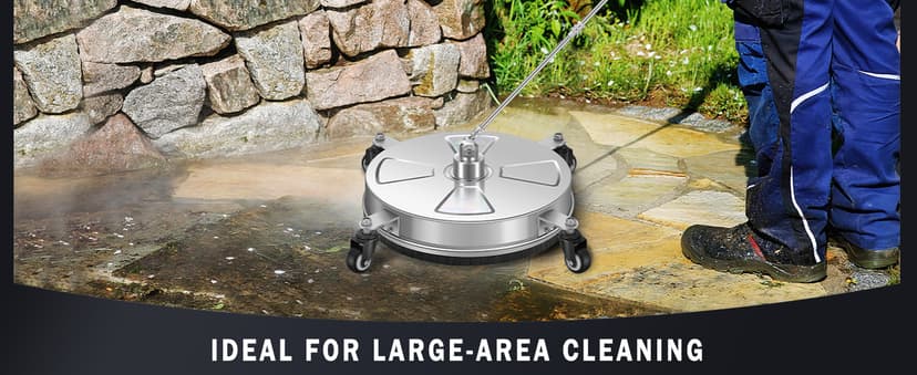 15" Pressure Washer Surface Cleaner with 4 Wheels - Stainless Steel Surface Cleaner for Pressure Washer Attachment for Concrete, Patio, Sidewalk, Deck, Driveways and Daily Washing - PWS 15