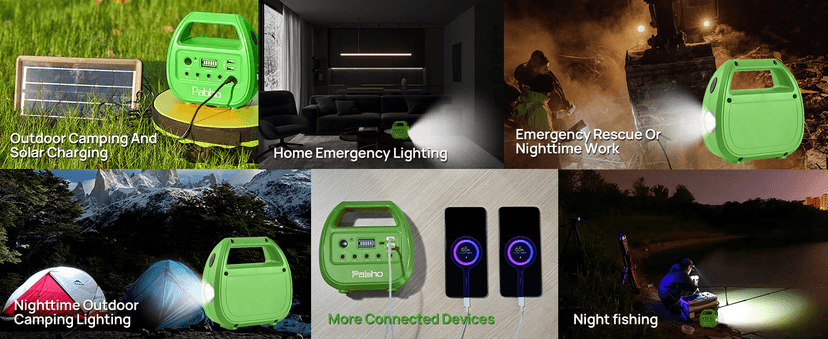 Portable Power Station with Solar Panels Included, Solar Generator with 3 LED Bulbs, USB Ports for Camping, Fishing, Emergency, Home Blackout