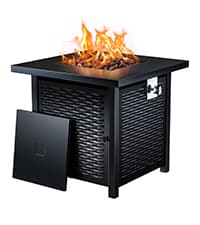 Ciays Propane Fire Pits 32 Inch Outdoor Gas Fire Pit, 50,000 BTU Steel Fire Table with Lid and Lava Rock, Add Warmth and Ambience to Gatherings and Parties On Patio Deck Garden Backyard, Black