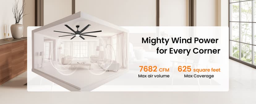 72 Inch Large Industrial Ceiling Fan with Light and Remote-8 Aluminium Blades Ceiling Fan with Energy Efficient DC Motor,Reversible Airflow-Ideal for Living Room,Patio,Garage,and Commercial Spaces