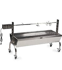 TITAN GREAT OUTDOORS Ash & Ember 13W Stainless Steel Rotisserie Grill, Rated 85 LB for Medium Game, 4 RPM Rotation Speed, Outdoor Grill with Dual Prong Spit Rod, Single Leg Bracket, and Spine Fork
