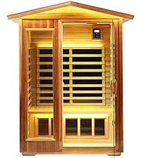 LTCCDSS Garner Outdoor Sauna 4 Person, Far Infrared Sauna, Low EMF Sauna Room for Home, Low EMF Heaters | Chromotherapys | Bluetooth Speakers | Canadian Hemlock | 59.1 * 82.7 * 48.4