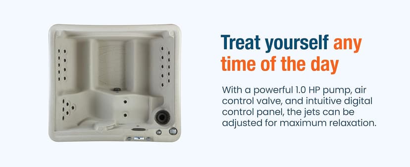 Lifesmart 5-Person Hot Tub, Portable Outdoor Spa w/LED, Waterfall, Cover & Ozonator, Sand