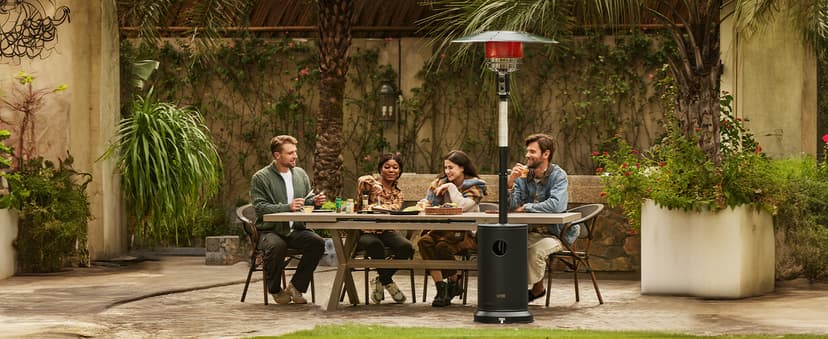 EAST OAK 50,000 BTU Patio Heater for Outdoor Use with Round Table Design, Double-Layer Stainless Steel Burner, Wheels, Triple Protection System, Outdoor Heater for Home and Residential, Black