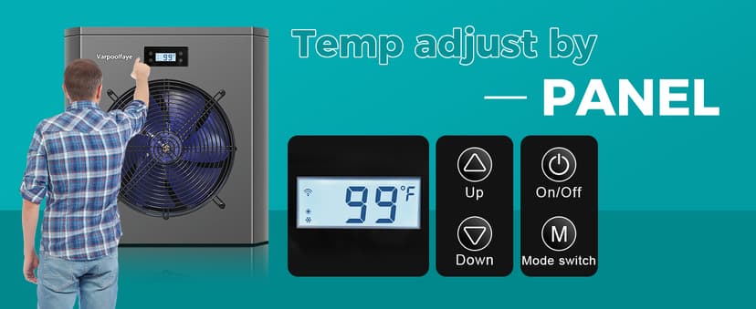 16000 BTU Swimming Pool Heat Pump 5000 Gallon Electric Pool Heater for Above Ground Pool 5KW Heating or Cooling WiFi Control Timer Pool Heater 120V 60Hz