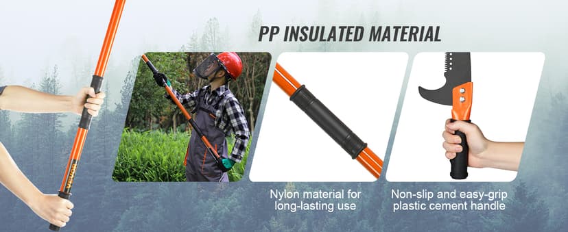 VEVOR Manual Pole Saw, 7.3-27 ft Extendable Tree Pruner, Sharp Steel Blade High Branches Trimming, Manual Branch Trimmer with Lightweight 8 Fiberglass Handles, for Pruning Palms and Shrubs