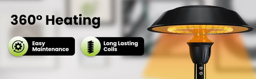 Indoor & Outdoor 1500W Electric Infrared Patio Heater, Waterproof & Tip-Over Protection, Perfect for Garden, Balcony