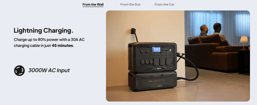BLUETTI Solar Generator AC500 & B300K Expansion Battery with 2 200W Solar Panels Included (Ships Separately), 2,764.8Wh Portable Power Station w/ 6 5,000W AC Outlets, LFP Power for Home Use
