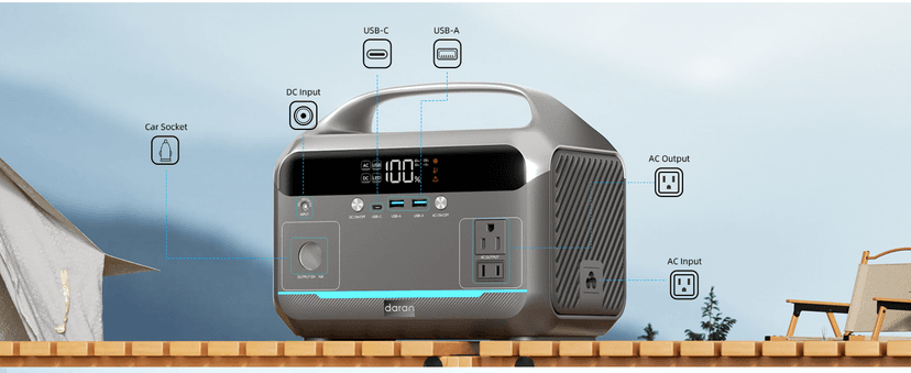 Portable Power Station 90000mAh with 40W Solar Panel, LiFePO4 Battery Station, 2 Up to 600W AC Outlets Solar Generator – Power Bank Perfect for Camping, Emergency, Off-Grid, Travel