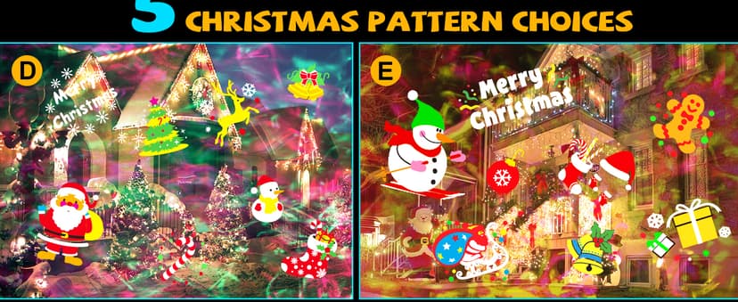8-Pattern Christmas Projector Lights Outdoor, Anysun Brighter 160 HD Patterns Christmas Decorations, 2-in-1 Ocean Wave Snowflake Holiday Projector Waterproof with Timer for Garden Party Landscape Show