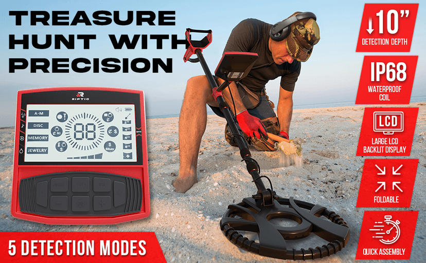 Metal Detector for Adults with Pin Pointer - Waterproof Metal Detector, Pinpointer with 5 Modes, Headphones, Bag, Dagger,Adults Professional, Beach, ip68 Coil,Gold Detector