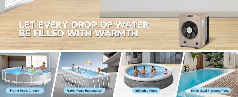 Pool Heater for Above Ground Pools, 14000BTU Electric Swimming Pool Heat Pumps for Inflatable Pools up tp 5000gallons,110V-120V/60Hz Portable Pool Warmers