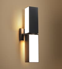 LUTEC Cuba 3000K 1100LM LED Integrated Porch Wall Light Outdoor and Indoor Bedroom LED Wall Lantern Sconce-Black