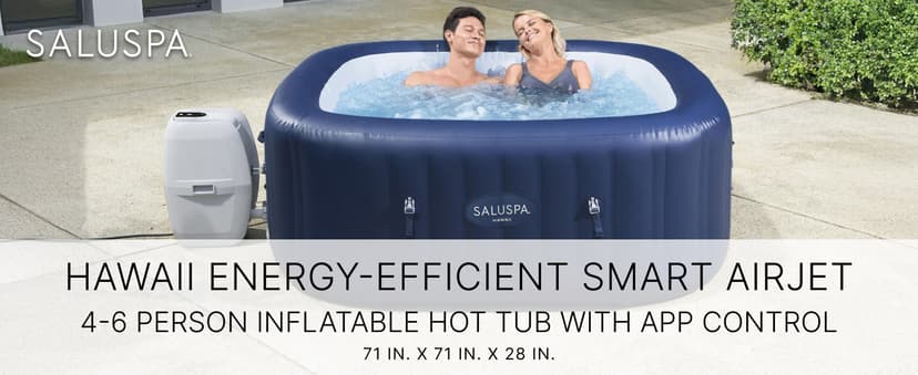 SaluSpa Hawaii EnergySense Smart AirJet Inflatable Hot Tub Spa 4-6 person with App Control
