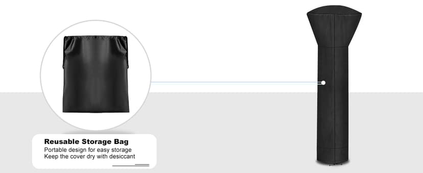 OutdoorLines Waterproof Outdoor Patio Heater Covers with Zipper and Storage Bag, Dust-proof UV-Resistant Windproof Propane Heavy Duty Heater Cover for Standing Heater, 1 Pack-89Hx33Dx19B inch Black